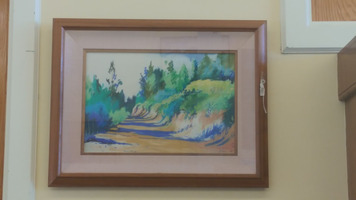 Upcountry Dirt Road Painting by Maui Artist Don Jusko  26" x 20" Koa Wood Frame