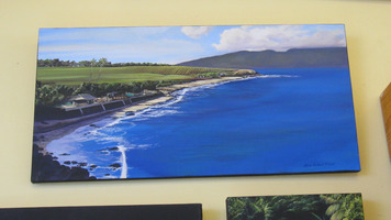 "Ho'okipa" Beach on Maui's North Shore Painting by Kirk Flood Unframed 15" x 30"