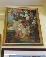 Cherubs and Flowers Gilt Framed Oil Painting Approx. 48" x 34" - *Store Pick Up*
