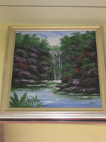 Waterfall and Pond Framed Oil Painting - **Store Pick Up**
