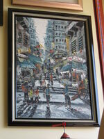 Busy Hong Kong Street Scene Painting -  Approx. 41