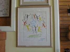 Pablo Picasso "Dance Around the Dove of Peace" Framed Print Approx. 30" x 24"