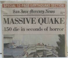 Collectible San Jose Mercury News Newspaper "Massive Quake" - October 18,1989