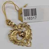 Pendant Jewelry , 14kt, 2.15 Grams; 14ky Dolphin Heart Pend