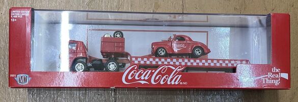 Coca-Cola 1969 Dodge L600 Auto Hauler and 1941 Willys Coupe  -  NEW IN BOX