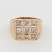  Brilliant Gentleman's Ring w/9 Round Diamonds in Square Shaped Setting -14kt YG