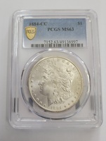 1884-CC Morgan Dollar PCGS MS63 Certiftcate Verification #49136997