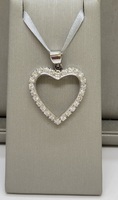 Heart Shaped Diamond Pendant - 14kt White Gold