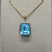  Rectangle Shaped Blue Topaz Gemstone Pendant w/18" Rope Chain-14kt Yellow Gold