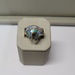  Hanta Bear Shaped Ring, Opal Inlaid w/Melee Diamonds-14kt Yellow Gold, Size 6.5