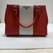 Michael Kors Red And White Leather Marilyn Satchel With Shoulder Strap 