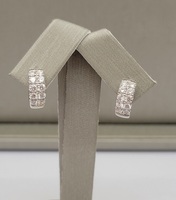   Huggie Style Earring with 10 (3pt) Diamonds - 14kt White Gold 