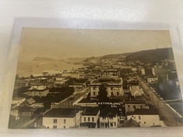  Early RPPC Town View Looking East. Astoria, Oregon. C 1910's Masted Ship