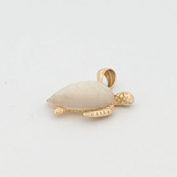   Honu with White Mother of Pearl Shell, Pendant, 14kt Yellow Gold   