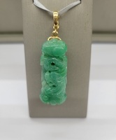  Jade Buckle Pendant with Dragon and Luck Symbol-14kt Yellow Gold Bale 