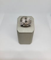  Glamorous Abbraccio Style Ring w/White and Brown Meele Diamonds -14kt White Gol