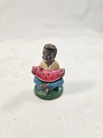 Hand Painted "Way Down South" Figurine Boy Eating Watermelon Statue Book End 