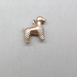  Adorable Hollow Poodle Dog Pendant with Bale - 18kt Yellow Gold 
