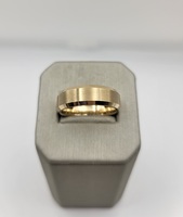  Simple Solid Beveled Edge Yellow Gold Band Ring   - Size 8 - 14kt