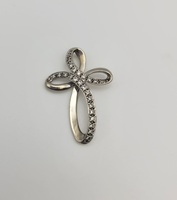  Infinity Design Cross with Pave Diamonds - 14kt White Gold
