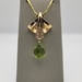  Pear Shaped Peridot Gemstone Accented w/Meele Diamonds Pendant-14kt Yellow Gold