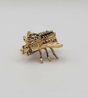   Adorable Flying Insect Brooch w/Sapphire and Melee Diamonds - 14kt Yellow Gold
