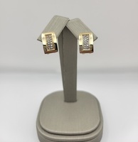   Rectangle Shaped Pave Diamond Post/Clip Earrings - 14kt Yellow Gold