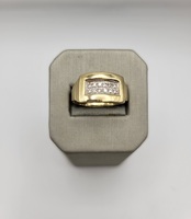  Rectangle Shaped Pave Diamond Band Ring - 14kt Yellow Gold 
