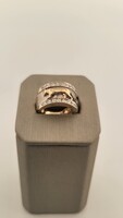 Two-Tone Gold Band w/Iconic Panther Motif w/Melee Diamond Accents Ring - 14kt YG