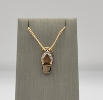    Adorable Hawaiian Slipper Pendant w/Melee Diamonds on Strap - 14kt Yellow Gol