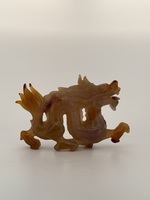 Hand Carved Agate Dragon Statue Natural Stone Chinese Feng Shui Decor Figurine