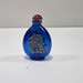   Old Chinese Blue Glass Snuff Bottle Silver Dragon