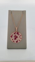  Effy Jewelry - Ruby and Diamond Statement Pendant w/18" Chain - 14kt Rose Gold