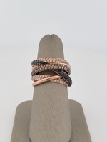  Effy Jewelry - Multi-Colored Diamonds Crossover Style Ring - 14kt Rose Gold