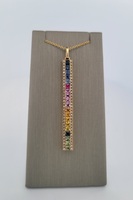   Effy Jewelry-Watercolored Sapphires and Diamonds Vertical Pendant w/ 18" Chain