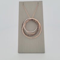  Effy Jewelry- Circular Expresso and White Diamond Pendant w/Rose Gold Chain