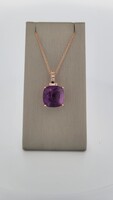 Effy Jewelry - Cushion Amethyst w/Round Diamond Bale Pendant , w/18" Rose Gold 