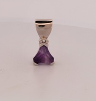    Unique Amethyst Gemstone w/Melee Diamonds on a Larger Bail-14kt White Gold