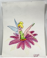  Original Disney Art Work Of Tinker Bell In Color Pencil Signed By Steve Feicht 