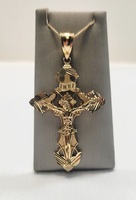 INRI Crucifix Cross Pendant with Bale - 14kt Yellow Gold