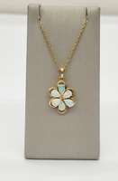  Unique Pear-Shaped Opal Designed in a Flower Form Pendant w/18" Chain - 14kt Y